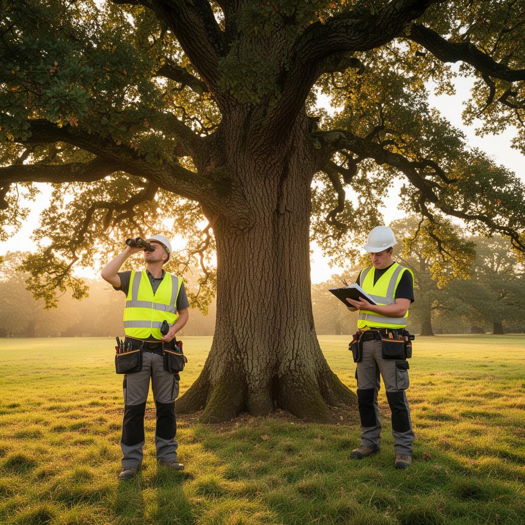 Veteran tree inspection in Berkshire parkland — visual tree assessment (VTA) of an ancient oak
